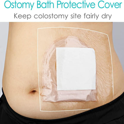 25 Pcs Waterproof Ostomy Shower Cover 8"x8" Stoma Bath Protector Shield Dressing Bandage for Colostomy Supply Pouch Guard Accessory 8x8 Inch (Pack of 25).