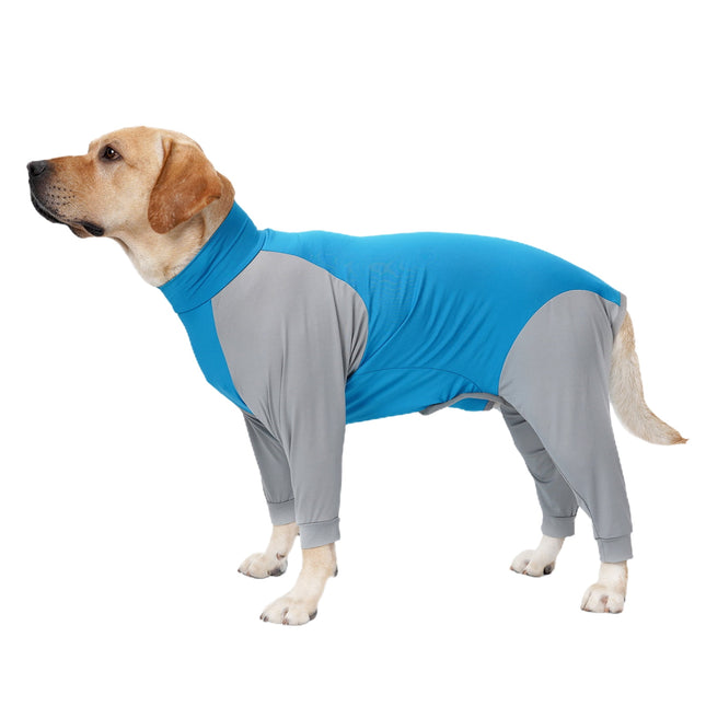 Vnanda Dog Onesie Surgery Recovery Suit for Large Medium Bodysuit Dogs Pajamas PJS Full Body for Shedding, Prevent Licking, Wound Protection L Blue.