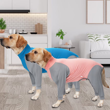 Vnanda Dog Onesie Surgery Recovery Suit for Large Medium Bodysuit Dogs Pajamas PJS Full Body for Shedding, Prevent Licking, Wound Protection L Blue.
