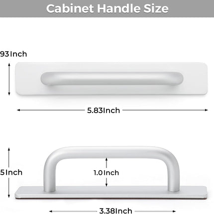2 Pack Adhesive Handles Self Stick Instant Cabinet Handles 5.83" Stick on Cabinet Handles Drawer Push Pull Handles Helper Sliding Screen Door Handles for Sliding Closet Window Wardrobe - 5.83 In Length Black.