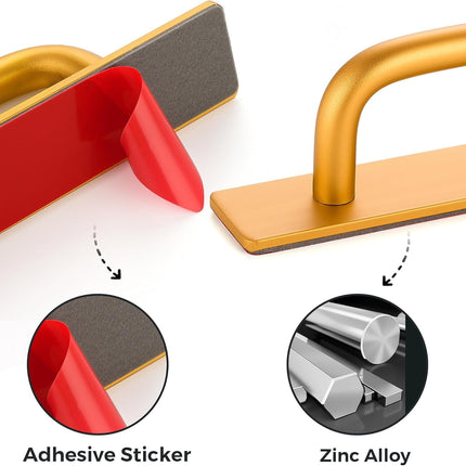 2 Pack Adhesive Handles Self Stick Instant Cabinet Handles 5.83" Stick on Cabinet Handles Drawer Push Pull Handles Helper Sliding Screen Door Handles for Sliding Closet Window Wardrobe - 5.83 inch(148mm) Black.