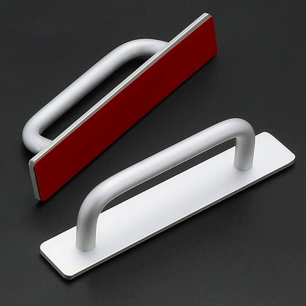 2 Pack Adhesive Handles Self Stick Instant Cabinet Handles 5.83" Stick on Cabinet Handles Drawer Push Pull Handles Helper Sliding Screen Door Handles for Sliding Closet Window Wardrobe - Black 5.83 In Length Silver.