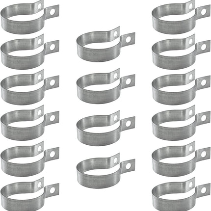 16 Pcs Brace Bands Chain Link Fence, Galvanized Steel Chain Link Brace Band Use for 1-7/8" Outside Diameter Post/Pipe, Gate, Fences Panels Silver.