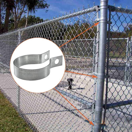 16 Pcs Brace Bands Chain Link Fence, Galvanized Steel Chain Link Brace Band Use for 1-7/8" Outside Diameter Post/Pipe, Gate, Fences Panels Silver.