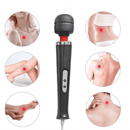 Tutuviw 10 Speeds Wired Powerful Handheld Electric Back Massager with Strong Vibrations, Personal Therapy Massager for Muscle Aches, Sports Recovery, Body Pain (Black) Black.
