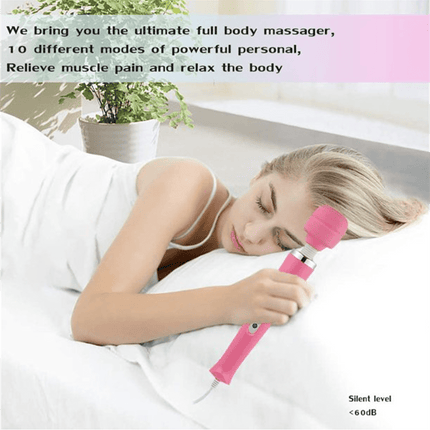 Tutuviw 10 Speeds Wired Powerful Handheld Electric Back Massager with Strong Vibrations, Personal Therapy Massager for Muscle Aches, Sports Recovery, Body Pain (Black) Pink.