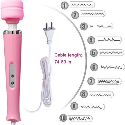 Tutuviw 10 Speeds Wired Powerful Handheld Electric Back Massager with Strong Vibrations, Personal Therapy Massager for Muscle Aches, Sports Recovery, Body Pain (Black) Pink.