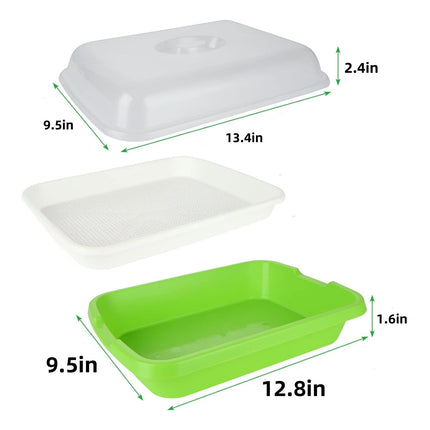 12.8x9.5x1.6 In Green Seed Sprouting Tray with Drain Holes,Microgreens Growing Trays,Growing Trays,seed Germination Propagation Trays for Garden,Home,Office.