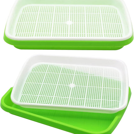 12.8x9.5x1.6 In Green Seed Sprouting Tray with Drain Holes,Microgreens Growing Trays,Growing Trays,seed Germination Propagation Trays for Garden,Home,Office.