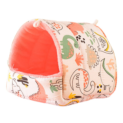 Yirtree Cartoon Pattern Guinea Pig Cave House Bed, Rabbit Squirrel Chinchilla Hamster Hedgehog Nest Hideout, Small Animals Cage Warm Supplies, Machine Washable S Dinosaur.