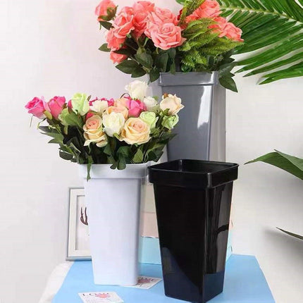 Tutuviw Plastic Flower Vase, Tall Flower Pot Pack of 1, Patio Deck Indoor Outdoor Garden Tree Planters 13.4 Inch (White) 1pcs-White.
