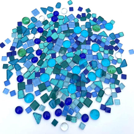 0.55 LB Blue Mixed Irregular Crystal Glass Mosaic Tiles,Blue Mosaic Glass Tiles Pieces Glitter,Tiny Mosaic Tile for Art Crafts,Mosaic Making Projects,Home Decor.