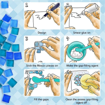 0.55 LB Blue Mixed Irregular Crystal Glass Mosaic Tiles,Blue Mosaic Glass Tiles Pieces Glitter,Tiny Mosaic Tile for Art Crafts,Mosaic Making Projects,Home Decor.