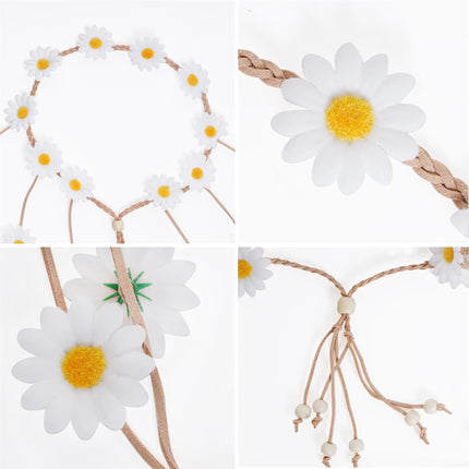 Tutuviw Sunflower Headband, 2 Pcs Adjustable Headband or Crown, Hair Accessories, Costume Headwear for Women and People Attending Special Occasions, Wedding Party, Multicolor Beige, Purple.