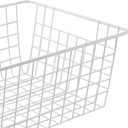 2Pcs Wire Storage Baskets,Metal Storage Basket for Organizing,White Wire Storage Freezer Baskets for Closet,Bedroom,Bathroom,Office.