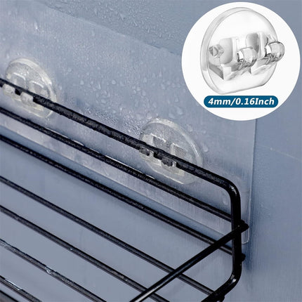 QZS 12Pack Transparent Shelf Adhesion Stickers,Shower Caddy Adhesive Hooks,Waterproof Corner Wall Hooks,No Drilling Sticky Hanging Hooks,Organizer Accessories Set for Kitchen Bathroom Toilet.
