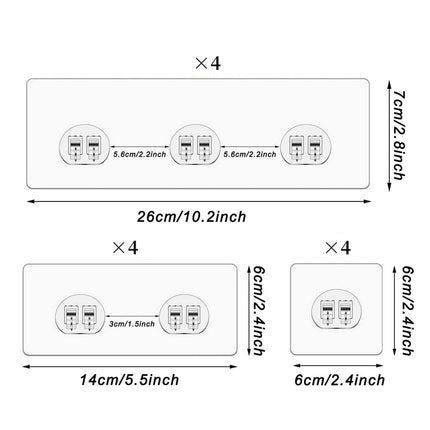 QZS 12Pack Transparent Shelf Adhesion Stickers,Shower Caddy Adhesive Hooks,Waterproof Corner Wall Hooks,No Drilling Sticky Hanging Hooks,Organizer Accessories Set for Kitchen Bathroom Toilet.