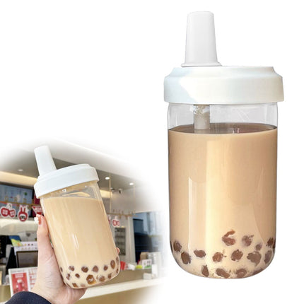 Uanit Reusable Boba Cup for Bubble Tea Boba Tea Cup with Lid and Straw, Leakproof Kawaii Cup, Bubble Tea Cup, Smoothie Tumbler, Insulated, Reusable Straw for Boba Pearls, Boba Gift A Black.