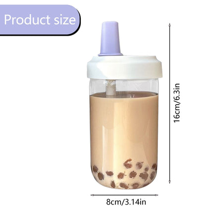Uanit Reusable Boba Cup for Bubble Tea Boba Tea Cup with Lid and Straw, Leakproof Kawaii Cup, Bubble Tea Cup, Smoothie Tumbler, Insulated, Reusable Straw for Boba Pearls, Boba Gift A Black.