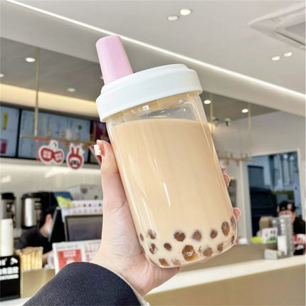 Uanit Reusable Boba Cup for Bubble Tea Boba Tea Cup with Lid and Straw, Leakproof Kawaii Cup, Bubble Tea Cup, Smoothie Tumbler, Insulated, Reusable Straw for Boba Pearls, Boba Gift A Purple.