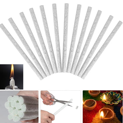 QZS 12 Pcs Replacement Torches Wicks, Long Life Fiberglass Replacement Wicks, Wicks for DIY Bottles Oil Lamp, Outside Lanterns, Garden Lights Alcohol Wick Indoor Decor (10 inch).