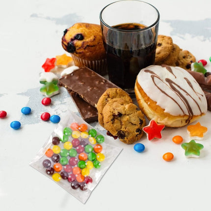 QZS 200 Pcs Self Sealing Cellophane Bags, Clear Cookie Bags, Individual Wrappers Treat bags for Packaging Cookies, Biscuit, Candy, Gift Giving (White Polka Dot, 2.2x2.2inches).