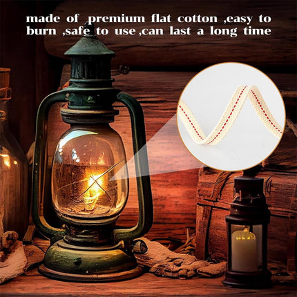 GIXUSIL 26.25 Feet Flat Wide, Oil Lamp Wick, Oil Burner Wick, Cotton Replacement Lanterns Wick with Red Stitch for Kerosene Paraffin Burner Lighting, Lantern Oil Burner, 4 Rolls 32.8'.