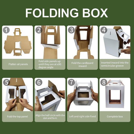 Large Tall Cake Boxes,Disposable Layer Tall Cake Carrier with Window,White Cake Packaging Box,Portable Cake Box,Tier Cake Take Out Transport Containers,for Birthday Wedding Christmas 10" x 10" x 16".