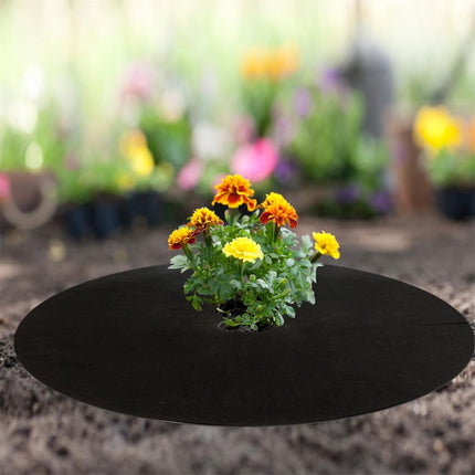 Tutuviw Non Woven Tree Ring, 24.4 inches Round Tree Base Weed Barrier Fabric Cover, Degradable and Reusable Tree Mulch Ring for Landscaping Weed Control, Root Protection Mat.