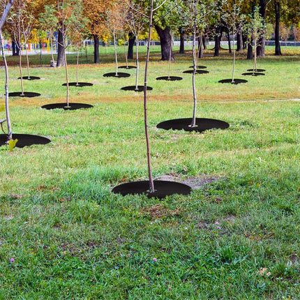 Tutuviw Non Woven Tree Ring, 24.4 inches Round Tree Base Weed Barrier Fabric Cover, Degradable and Reusable Tree Mulch Ring for Landscaping Weed Control, Root Protection Mat.
