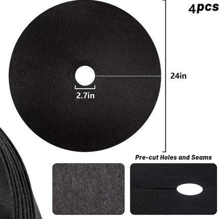 Tutuviw Non Woven Tree Ring, 24.4 inches Round Tree Base Weed Barrier Fabric Cover, Degradable and Reusable Tree Mulch Ring for Landscaping Weed Control, Root Protection Mat & Staples.