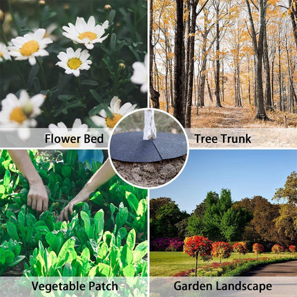 Tutuviw Non Woven Tree Ring, 24.4 inches Round Tree Base Weed Barrier Fabric Cover, Degradable and Reusable Tree Mulch Ring for Landscaping Weed Control, Root Protection Mat & Staples.