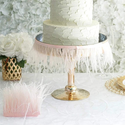 Black Ostrich Feathers Trim,78.7Inx3.15-4.3In Wide Ostrich Feathers Sewing Fringe Trim Ribbon for Latin,Masquerade Decoration Pink.