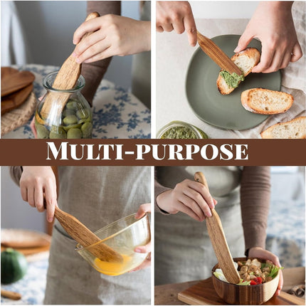 Tutuviw Teak Wooden Spurtle for Sourdough Starter, Spreading, Baking, Mixing Stirring Stick, Reaching Bottom of Jar, Scraper Kitchen Utensils for Cooking Bread, Dough Whisk, 2 Pack.