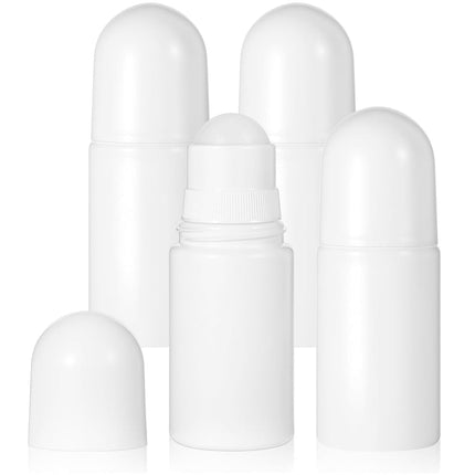 White Plastic Roll-on Bottle,Empty Portioning Bottles,QZS Refillable Anti-perspirant Roller Container,Leak-Proof DIY Deodorant Container with Roller Ball,for Essential Oils Fragrances 4Pack White.