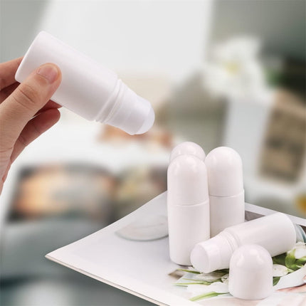 White Plastic Roll-on Bottle,Empty Portioning Bottles,QZS Refillable Anti-perspirant Roller Container,Leak-Proof DIY Deodorant Container with Roller Ball,for Essential Oils Fragrances 4Pack White.