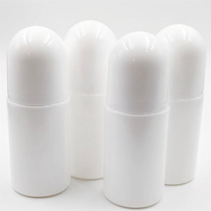 White Plastic Roll-on Bottle,Empty Portioning Bottles,QZS Refillable Anti-perspirant Roller Container,Leak-Proof DIY Deodorant Container with Roller Ball,for Essential Oils Fragrances 4Pack White.