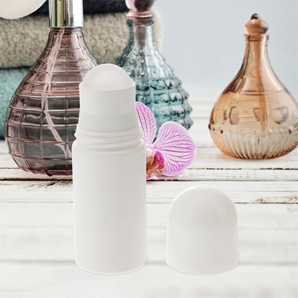 White Plastic Roll-on Bottle,Empty Portioning Bottles,QZS Refillable Anti-perspirant Roller Container,Leak-Proof DIY Deodorant Container with Roller Ball,for Essential Oils Fragrances 4Pack White.