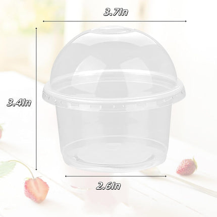 25Pcs Disposable Snack Bowls,Disposable Clear Cups with Dome Lids,Mini Parfait Appetizer Containers,8oz Disposable Dessert Cups for Salad and Fruit.