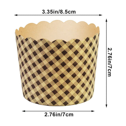 100Pcs Baking Cups, Muffin Cups Thick Cake Paper Cups Bread Paper Cups Lattice Cake Box, Heavy Duty Cupcake Liners, Kraft Paper Cupcakes Greaseproof Wrappers Supplies, Christmas Baking Molds Yellow.
