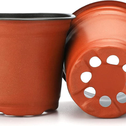 50Pcs Plastic Plant Nursery Pots,3.9x2.7x3.3In Seed Starting Pots with Drainage Holes for Indoor,Durable Soft Nursery Containers for Transplanting.