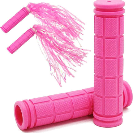 4Pcs Pink Bike Streamers,Non-Slip Bicycle Handlebar Grips Cover,Durable Cycling Replacement Parts with Tassel Ribbon for Bicycle Pink.