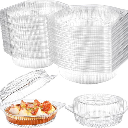 Tutuviw 20 Pcs 8" Plastic Disposable Pie Containers With Lids, Round Pie Keepers with Hinged Locking Lids, Flan Cake Containers for Transport Fruits Vegetables Storage Takeout Boxes 6".