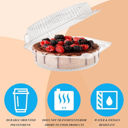 Tutuviw 20 Pcs 8" Plastic Disposable Pie Containers With Lids, Round Pie Keepers with Hinged Locking Lids, Flan Cake Containers for Transport Fruits Vegetables Storage Takeout Boxes 6".