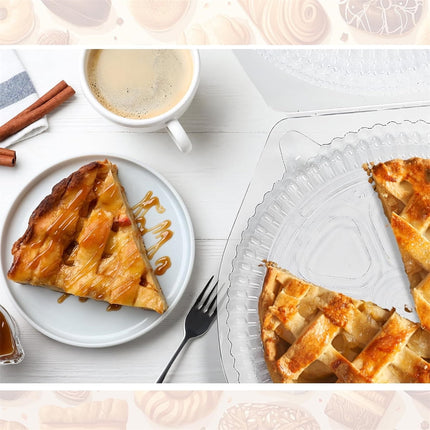 Tutuviw 20 Pcs 8" Plastic Disposable Pie Containers With Lids, Round Pie Keepers with Hinged Locking Lids, Flan Cake Containers for Transport Fruits Vegetables Storage Takeout Boxes 6".