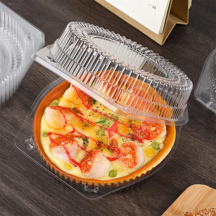 Tutuviw 20 Pcs 8" Plastic Disposable Pie Containers With Lids, Round Pie Keepers with Hinged Locking Lids, Flan Cake Containers for Transport Fruits Vegetables Storage Takeout Boxes 6".