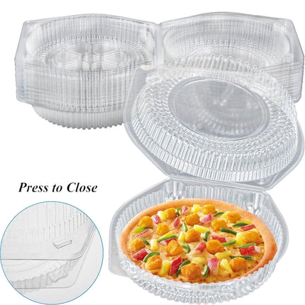 Tutuviw 20 Pcs 8" Plastic Disposable Pie Containers With Lids, Round Pie Keepers with Hinged Locking Lids, Flan Cake Containers for Transport Fruits Vegetables Storage Takeout Boxes 9".