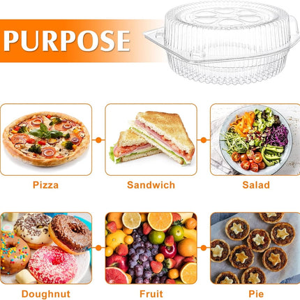 Tutuviw 20 Pcs 8" Plastic Disposable Pie Containers With Lids, Round Pie Keepers with Hinged Locking Lids, Flan Cake Containers for Transport Fruits Vegetables Storage Takeout Boxes 9".