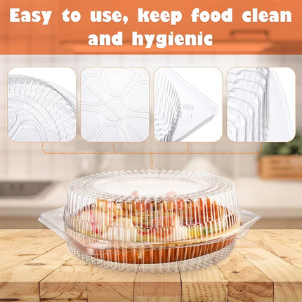Tutuviw 20 Pcs 8" Plastic Disposable Pie Containers With Lids, Round Pie Keepers with Hinged Locking Lids, Flan Cake Containers for Transport Fruits Vegetables Storage Takeout Boxes 9".