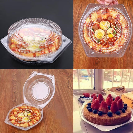 Tutuviw 20 Pcs 8" Plastic Disposable Pie Containers With Lids, Round Pie Keepers with Hinged Locking Lids, Flan Cake Containers for Transport Fruits Vegetables Storage Takeout Boxes 9".
